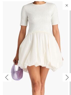 Simkhai Kenz sequin-embellished knit-paneled taffeta mini dress NWT